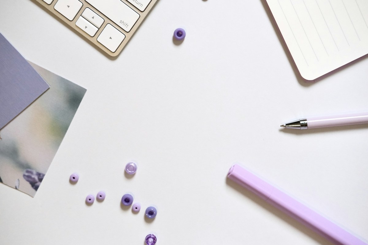 Creative stationery workspace